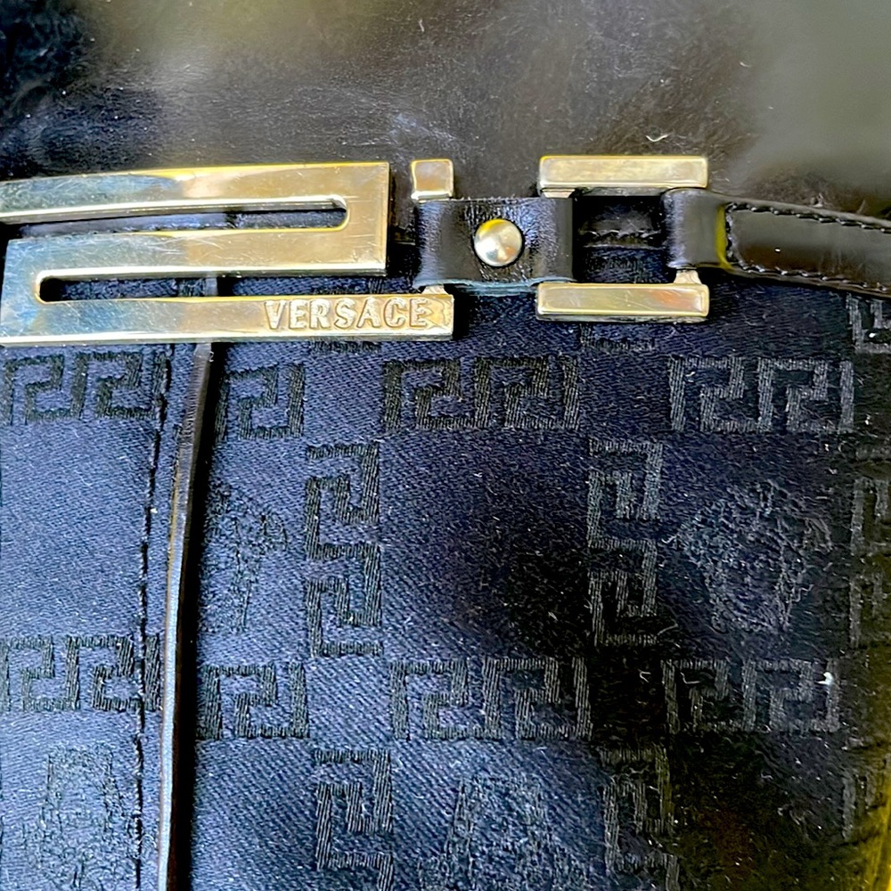 Vintage black Versace leather/satin boots